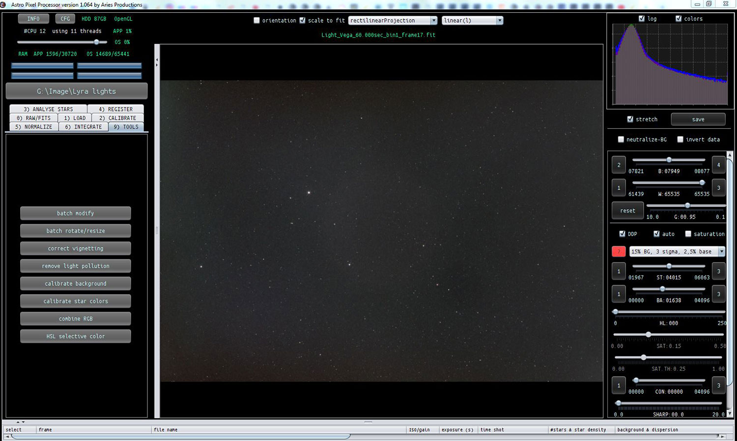 Using the light pollution tools in AstroPixel Processor to remove light pollution gradient