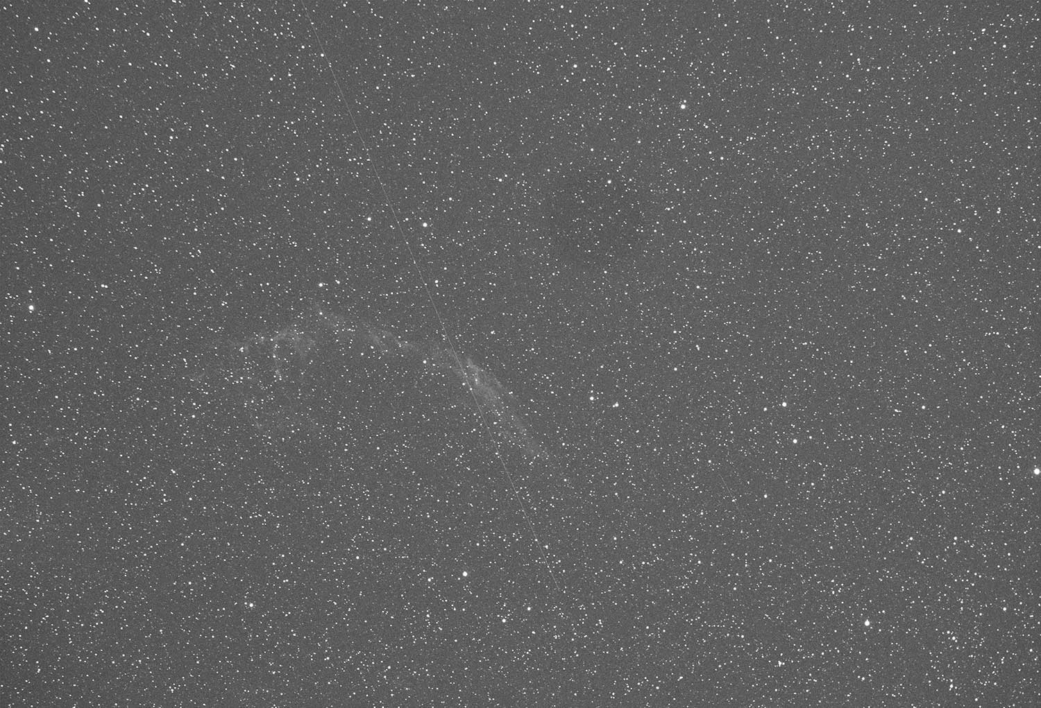 single 60 second exposure of Veil nebula before debayer with ASI 294 colour camera