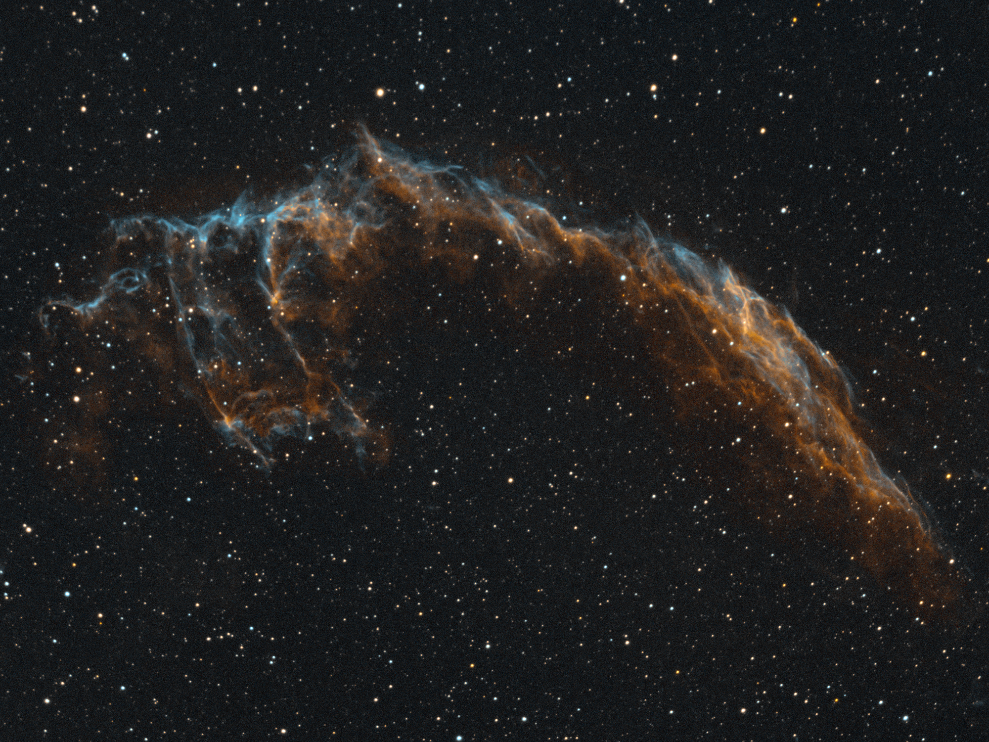 The Veil Nebula in Cygnus captured with a William Optics GT71 telescope and ASI183MM camera with Antlia 3.5nm HA and 03 filters