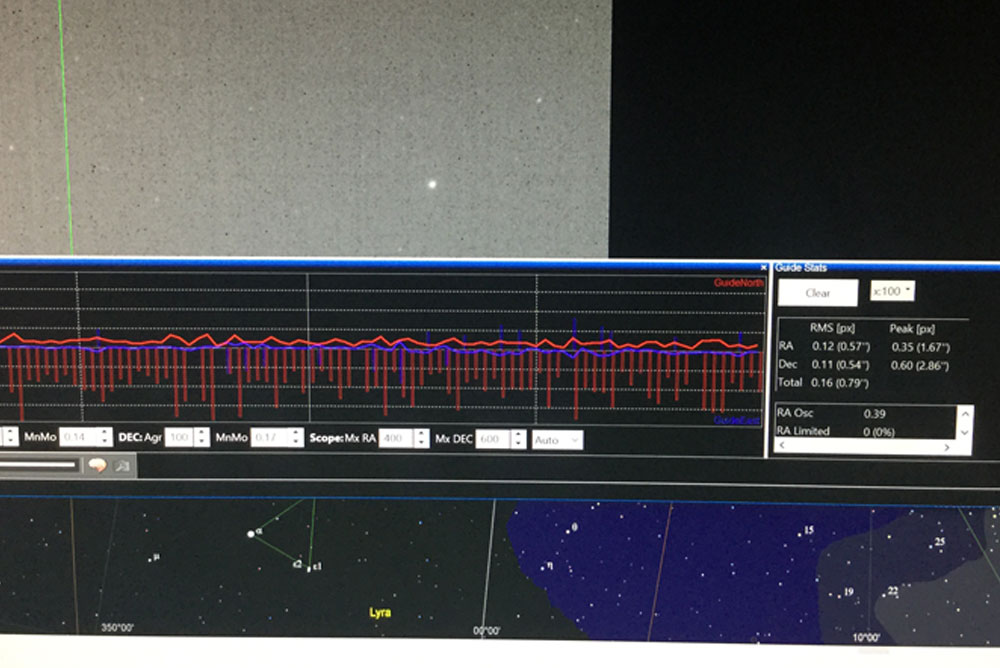 PHD2 guiding with the William Optics GT71 telescope with ASI183MM camera on Avalon m-zero mount