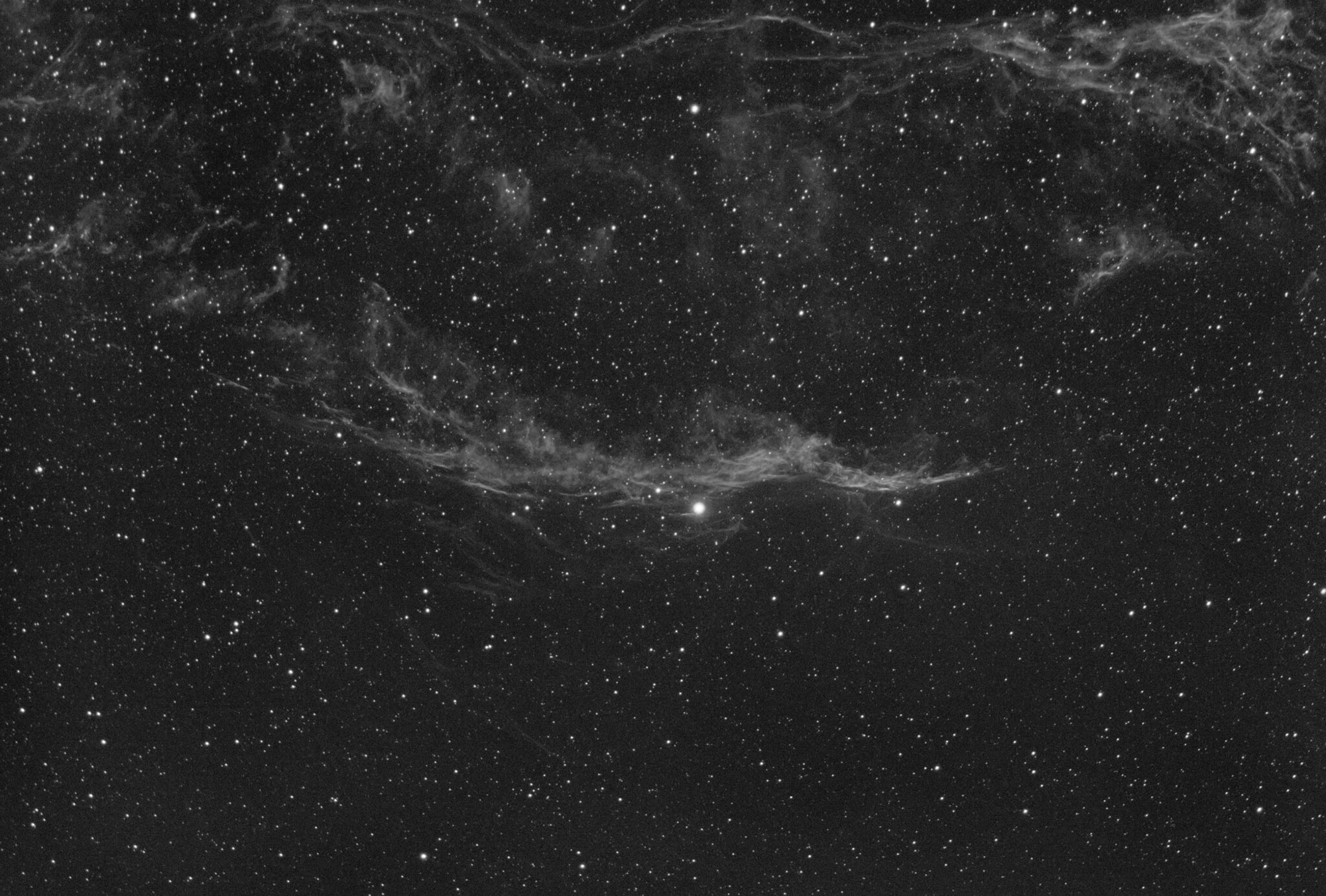 The Western Veil Nebula in HA captured with a William Optics GT71 telescope and ASI183MM camera 