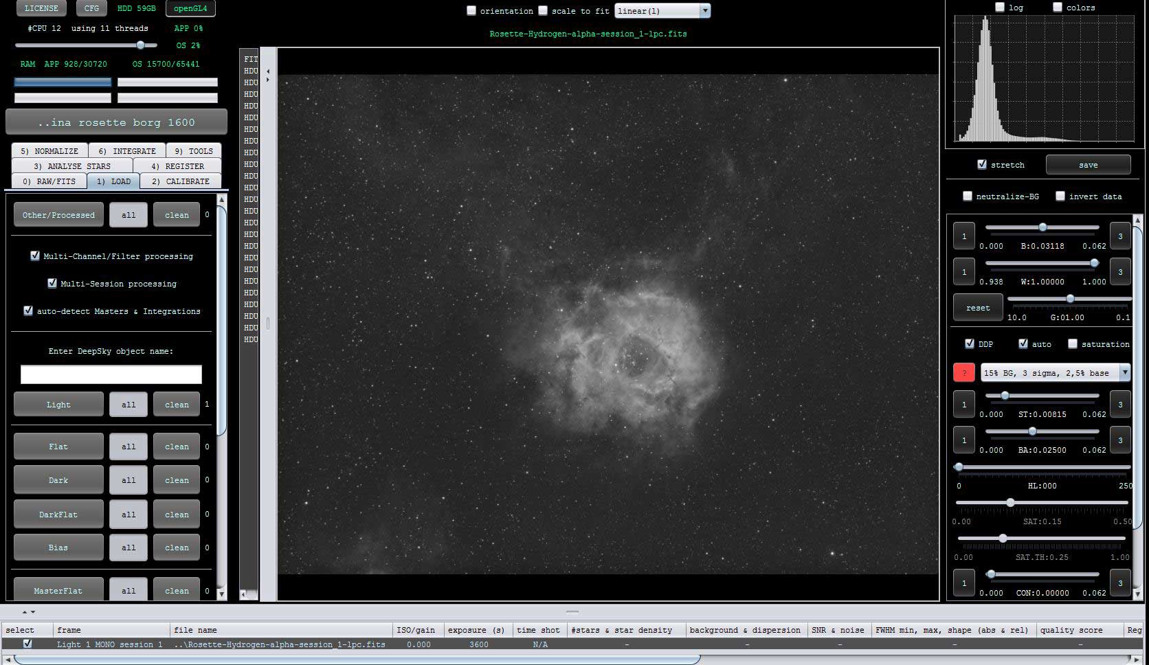 AstroPixel Processor used to calibrate the Rosette Nebula image data