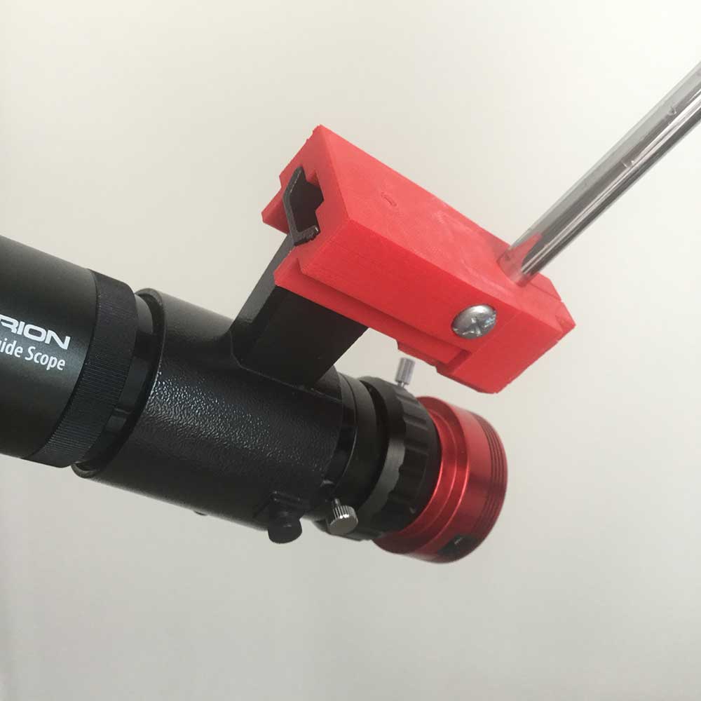 3D printed bracket attaches the Orion 50mm guide scope to the Star Adventurer mount